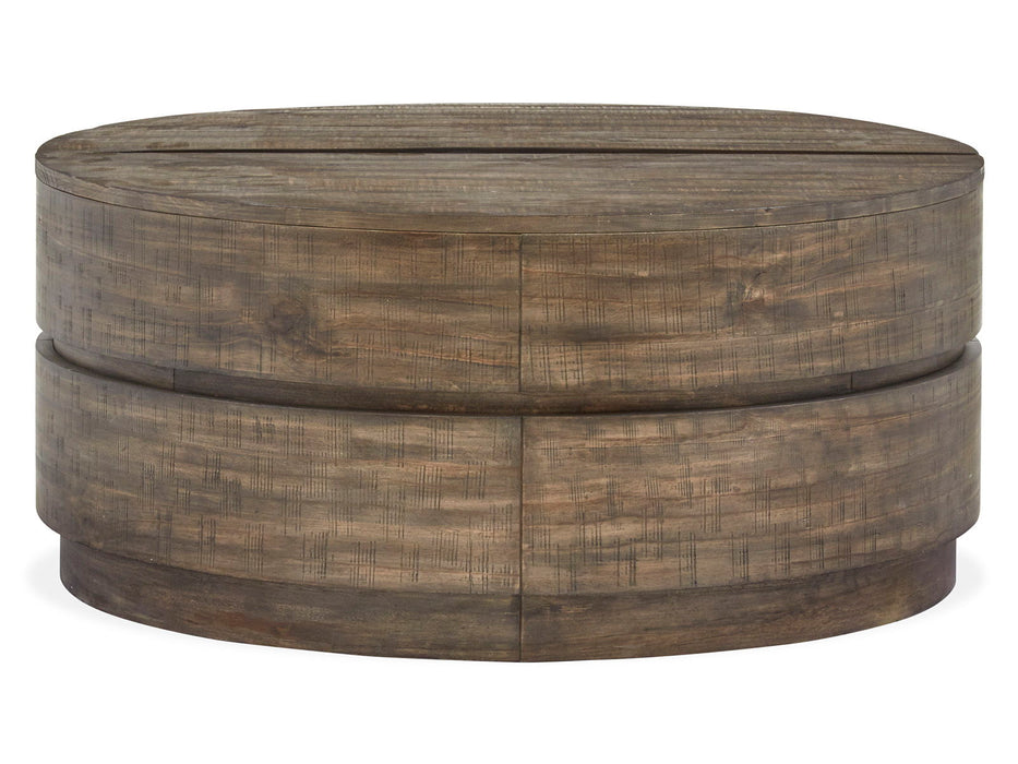Baisden - Round Lift Top Cocktail Table With Casters - Tobacco