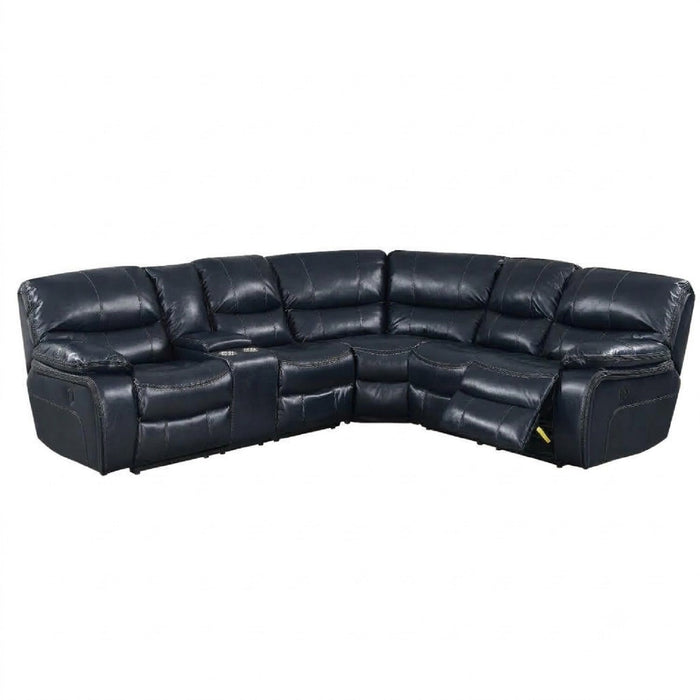 Power Motion Reclining Sectional Sofa With Console Cup Holders And USB Charging Port - Blue