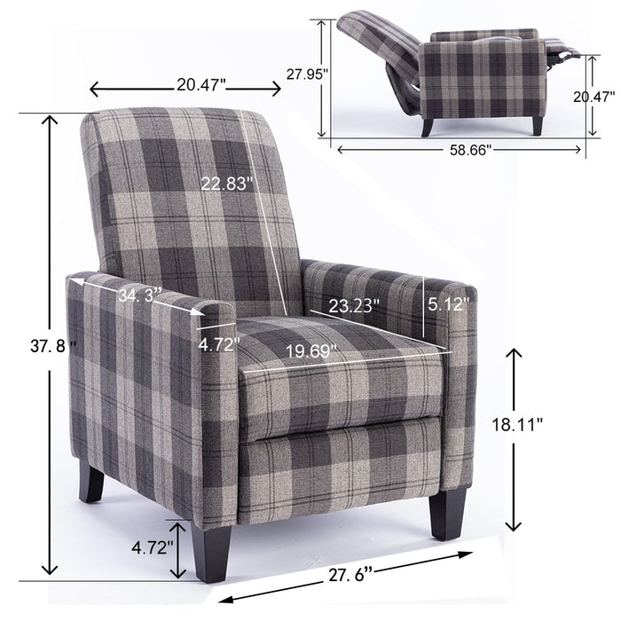 Gray Recline Chair, The Cloth Chair Is Convenient For Home Use, Comfortable And The Cushion Is So Ft, easy To Adjust Backrest Angle