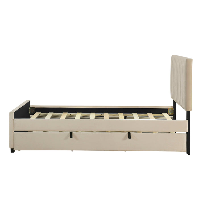Upholstered Design Platform Bed With Trundle