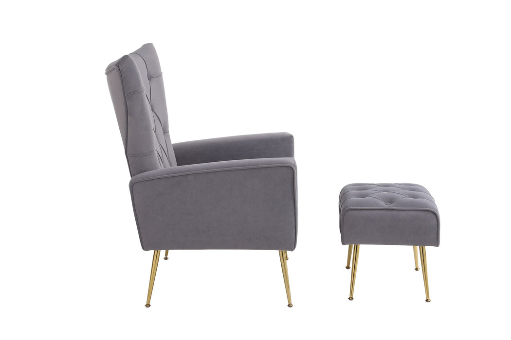 Modern Accent Chair With Ottoman, Comfy Armchair For Living Room