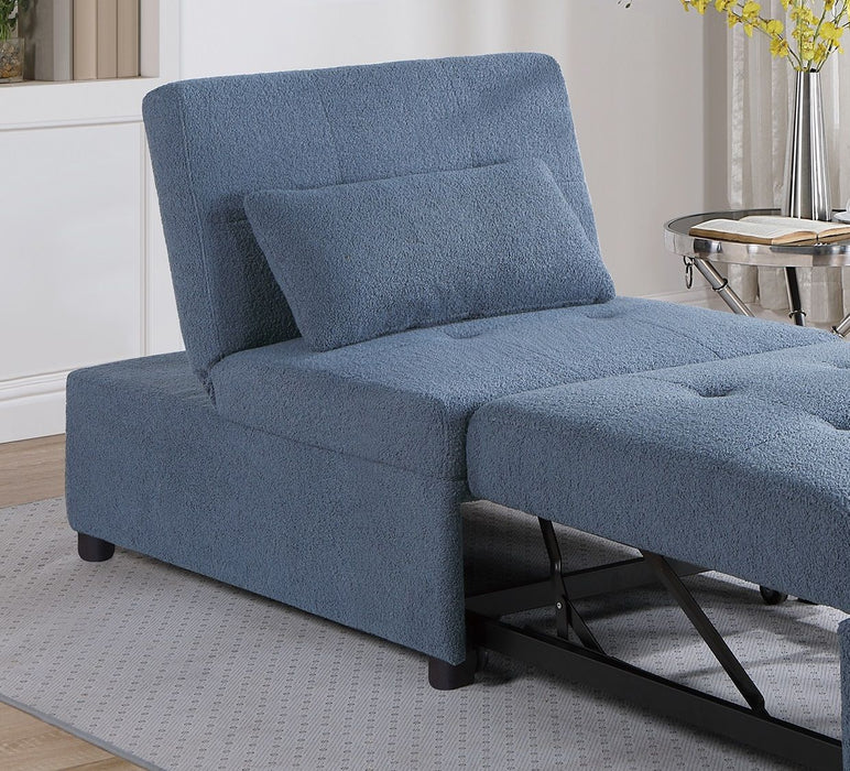 Contemporary Blue Gray Sleeper Sofa Chair Pillow Plush Tufted Seat Convertible Sofa Chair Sherpa Fabric Couch