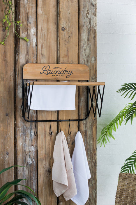 Laundry Rack With Accordion Design - Brown / Black - Black Brown