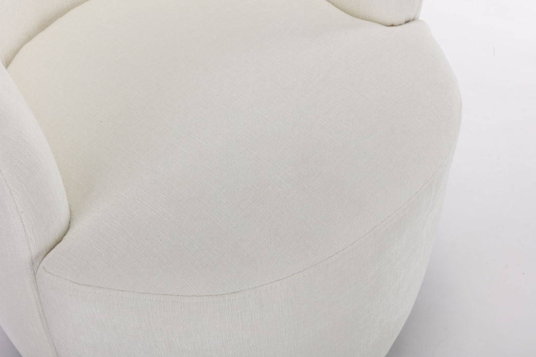 Chenille Fabric Swivel Accent Armchair Barrel Chair With Powder Coating Metal Ring