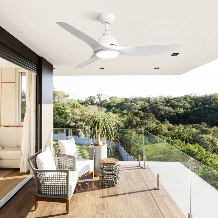 Ceiling Fan With Remote Control And LED Light, Blades, Reversible DC Motor For Indoor / Outdoor Use - White