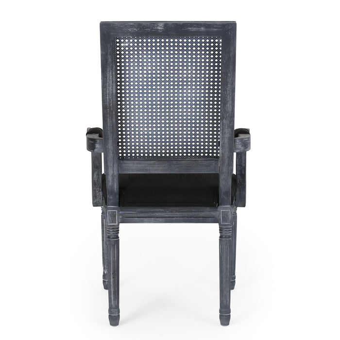 Elegant French Country Style Dining Chair With Cane Backrest