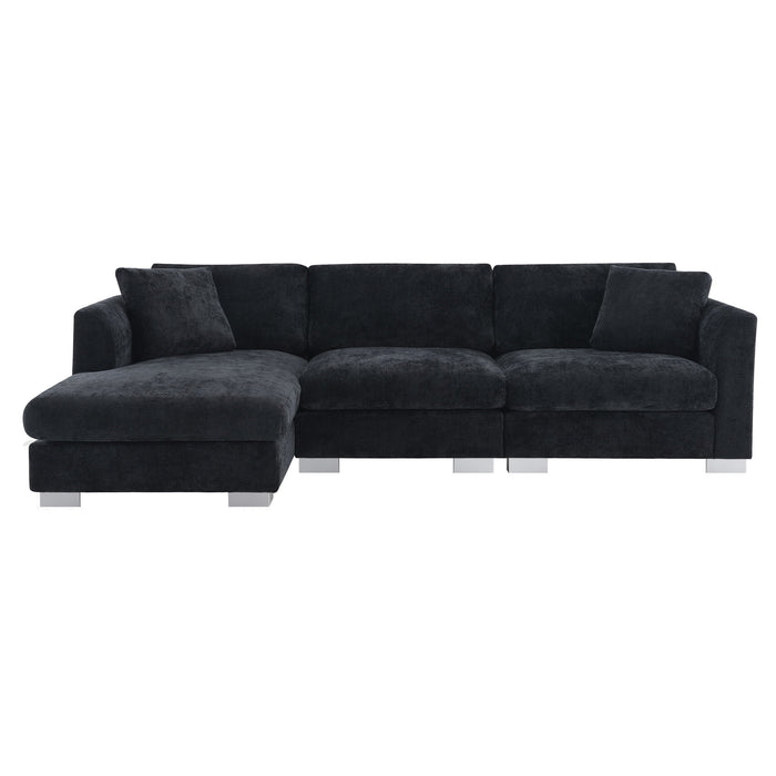 Modern Cloud Sectional Sofa L Shaped Luxury Couch Set With 2 Free Pillows 4 Seat With Oversized Chaise