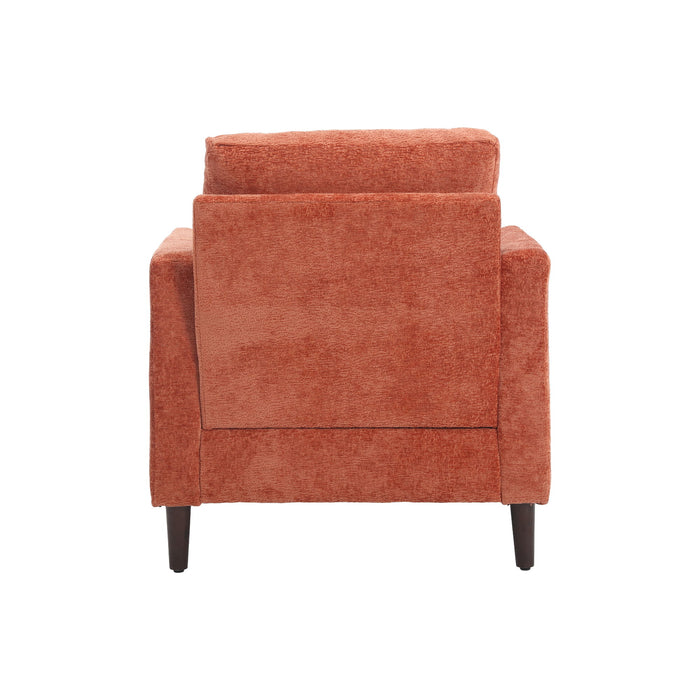 Modern Mid Century Wood Frame Armchair With Tufted Design