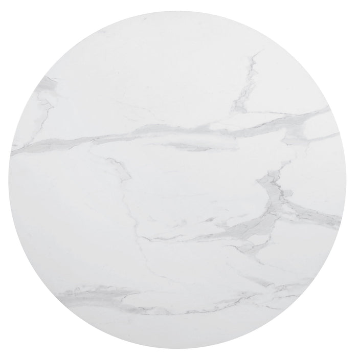 Round Dining Table With Pedestal Base - White