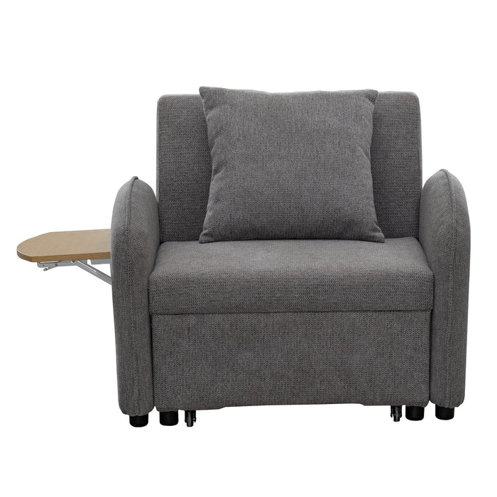 Convertible Single Chair Bed 3 In 1 Sofa With Computer Board And USB Ports - Gray