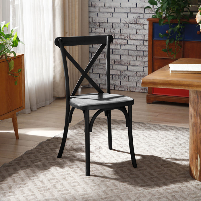 Resin Cross Back Chair For Dinning Room, Wedding, Commercial Use, 4 Pack, Black