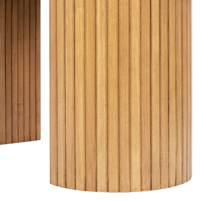 Jesse - Single Drawer Fluted Oval Console Desk - Honey Brown