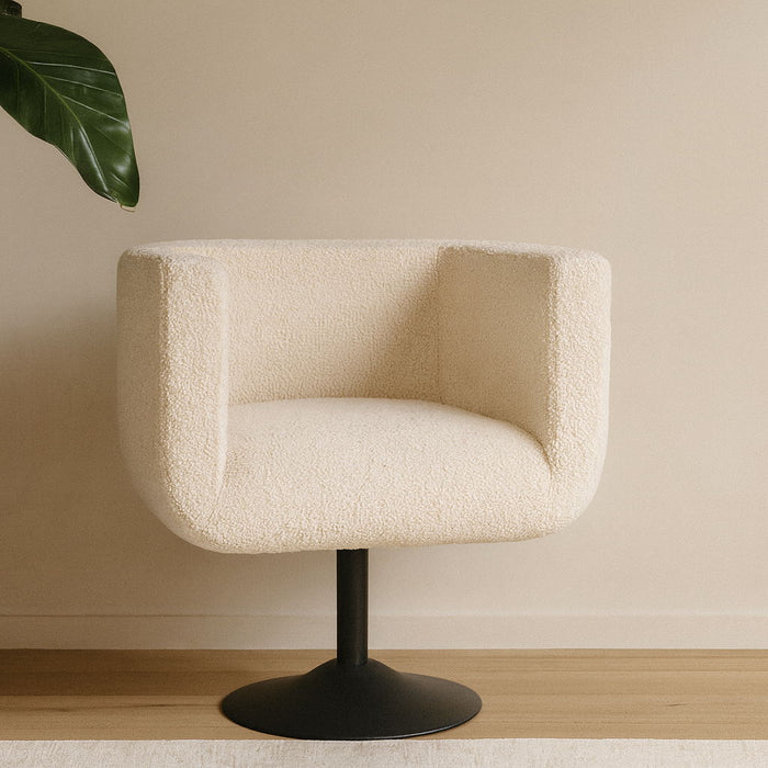 Boucle Swivel Chair - Cream