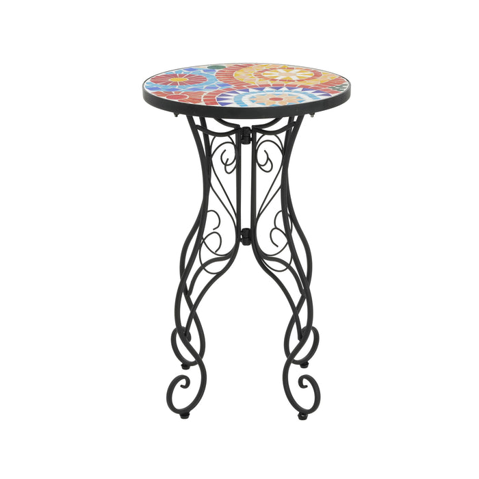 Colorful Outdoor Side Table With Ceramic Tile Top