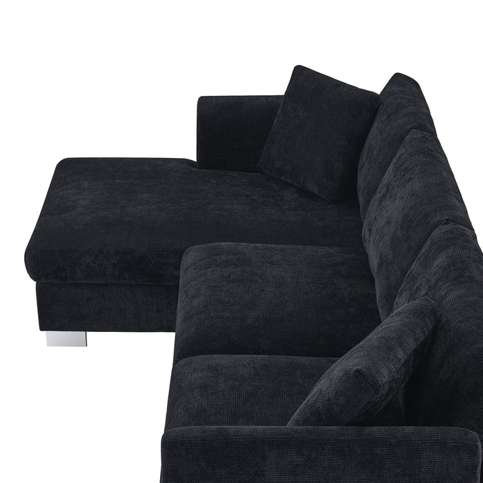 Modern Cloud Sectional Sofa L Shaped Luxury Couch Set With 2 Free Pillows 4 Seat With Oversized Chaise