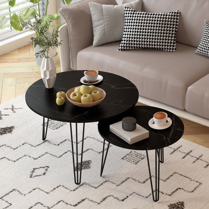 Round Nesting Coffee Table For Living Room (Set of 2)
