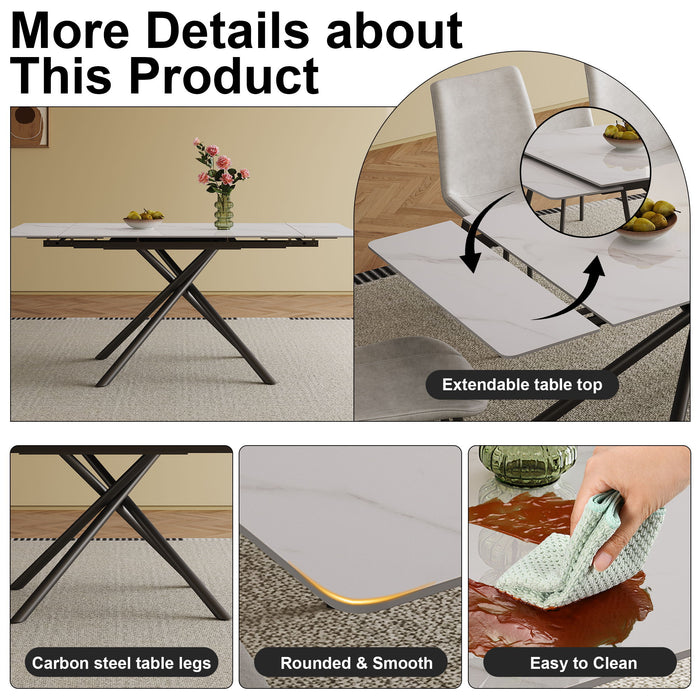 Retractable Sintered Stone Dining Table Set With Chairs