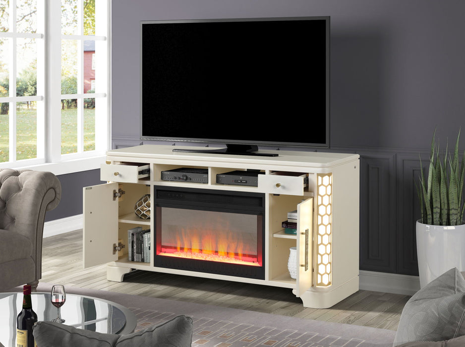 Jasmine TV Stand With Electric Fireplace In Beige