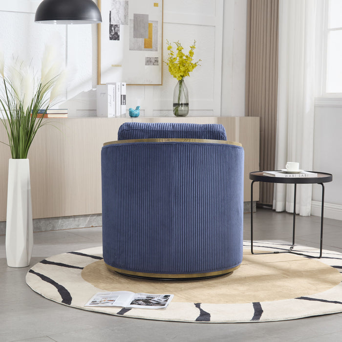 Corduroy Barrel Chair, 360 Degree Swivel