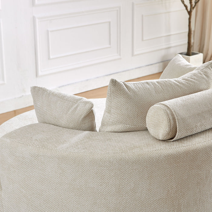 Single Swivel Chair, Fluffy Modern Sleeper, 360 Degree Swivel Chair For Living Room - Beige