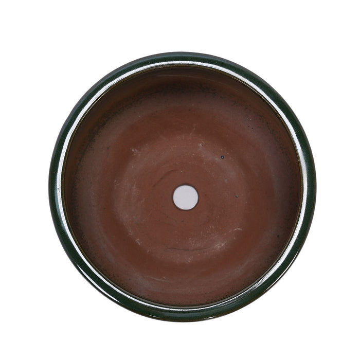 Ceramic Flowerpot, Planter For Patio, Garden, Windowsill (Set of 3) - Antique Green