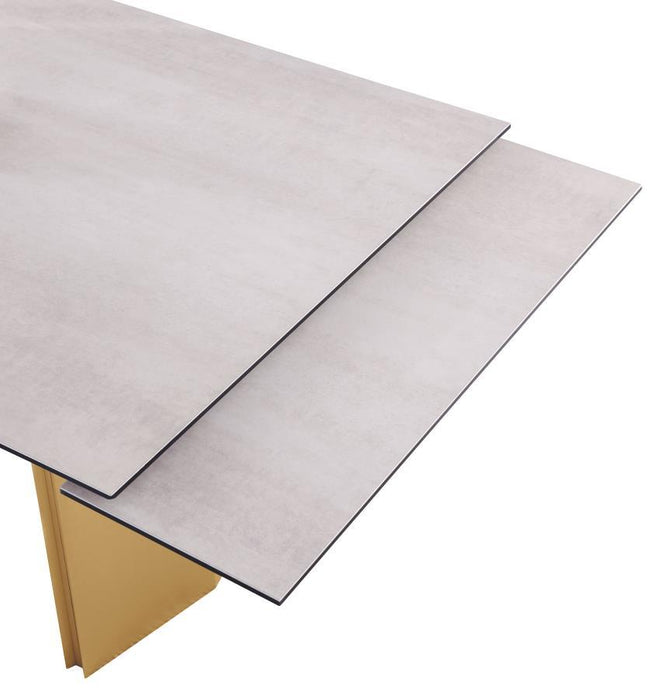 Vesa - Glass Top Extension Dining Table - Beige