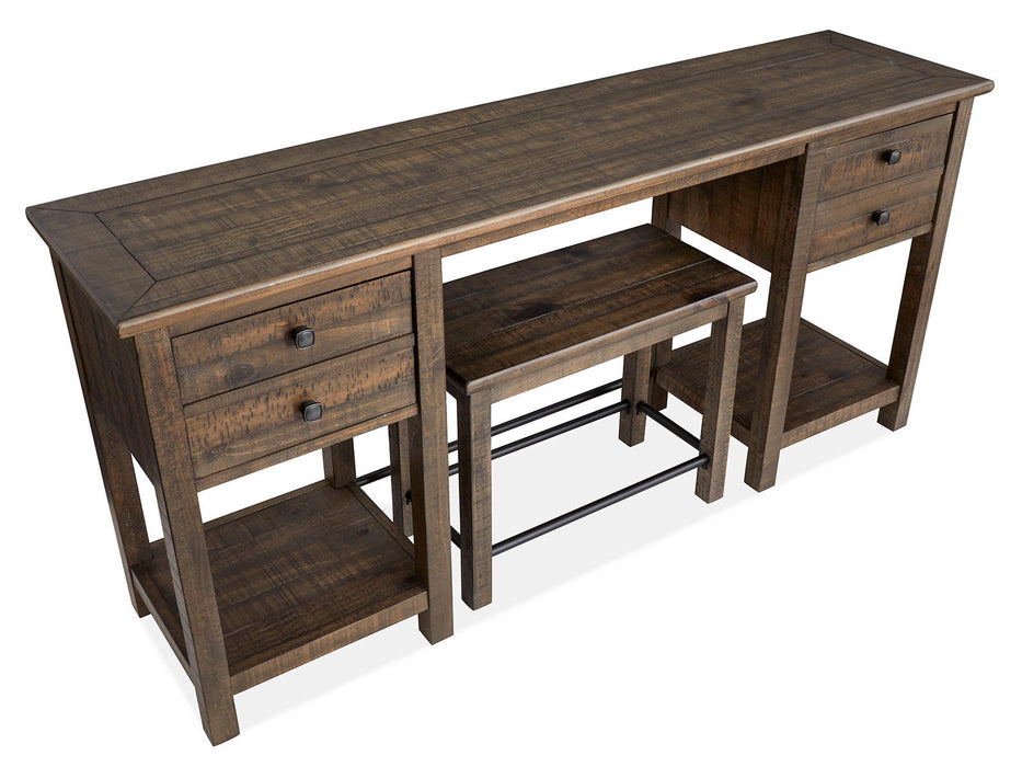 Smithton - Rectangular Sofa Table With 1 Stool - Homestead Brown