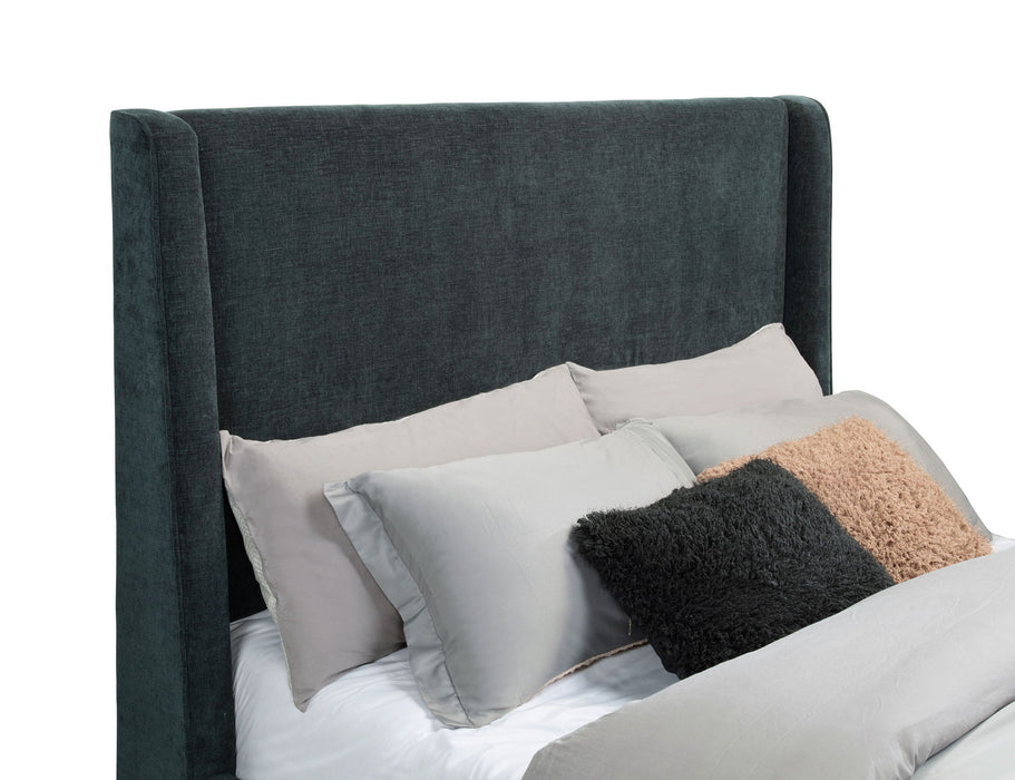 Preston Upholstered Eastern King Audio Flame Visualizer Bed Dark Blue