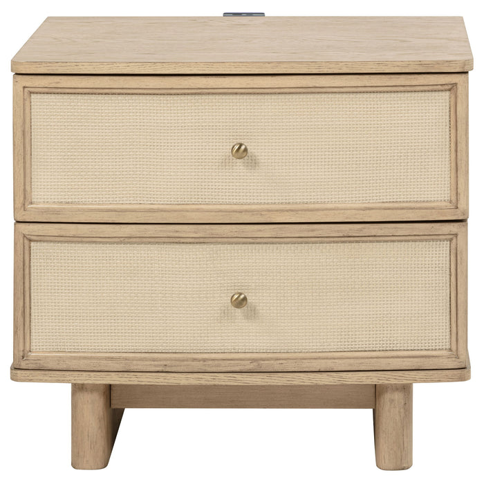 Kailani 2-drawer Nightstand Bedside Table Beige Oak