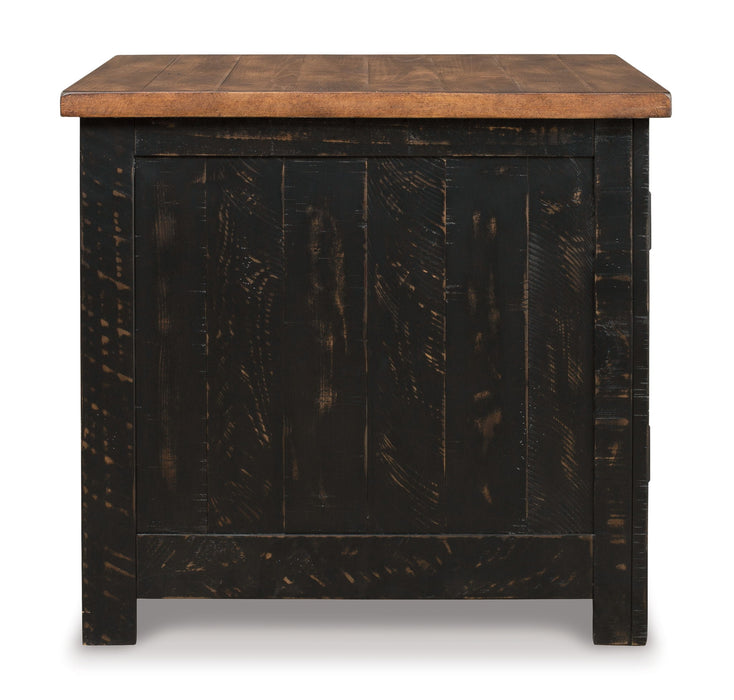 Valebeck - Rectangular End Table - Black / Brown