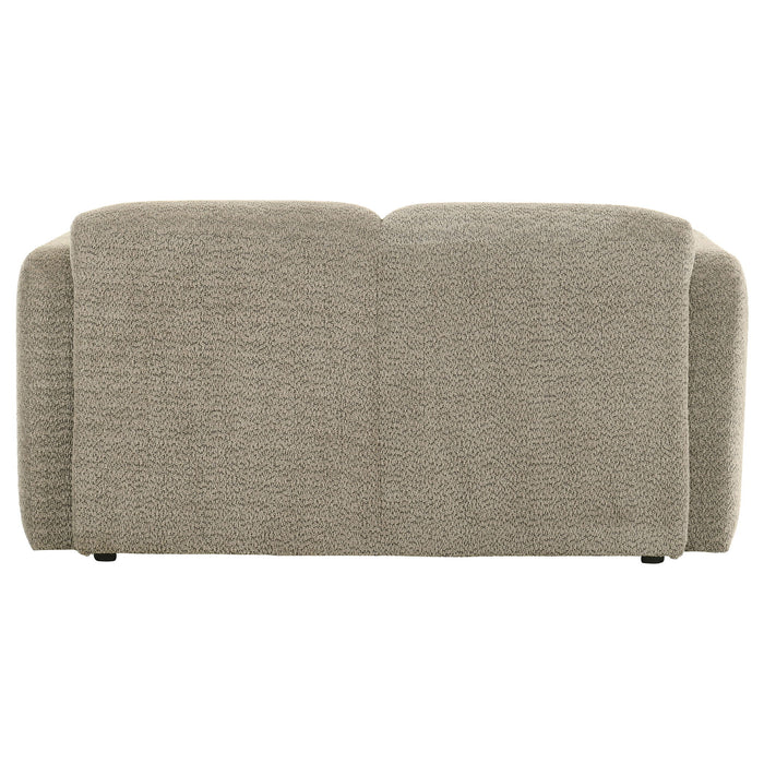 Dorset Fabric Upholstered Round Track Arm Loveseat Brown