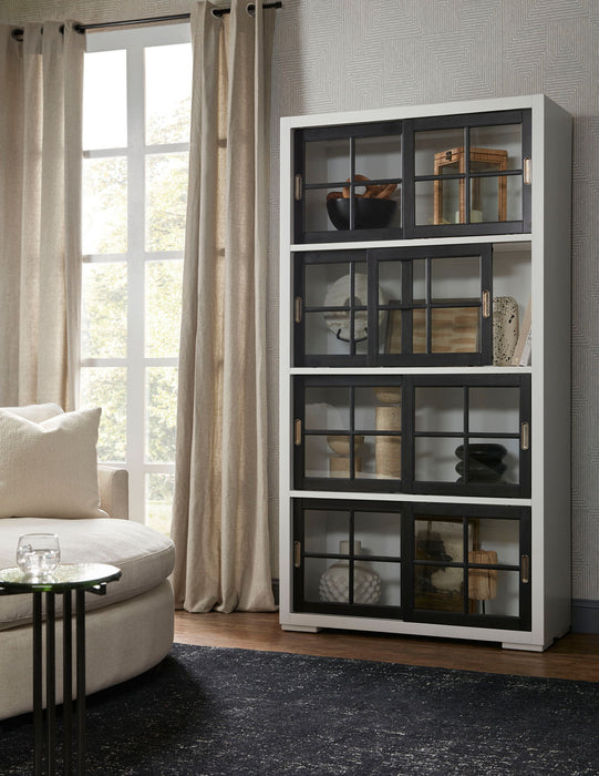 Pulaski Accents - 4-Shelf Sliding Door Bookcase - White / Black