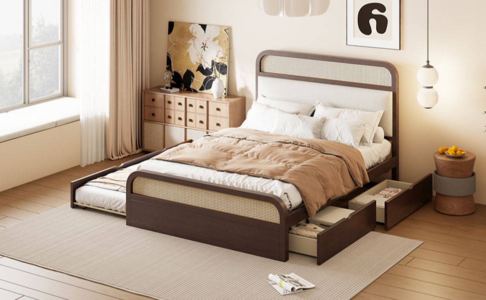 Platform Bed With Trundle And 2 Drawers