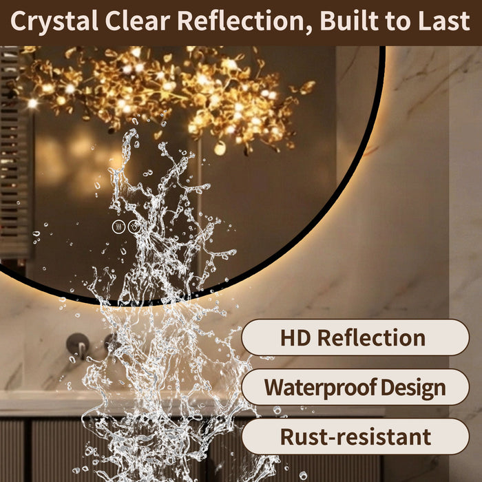 Round Framed Dimmable ED Bathroom Mirror With Anti Fog