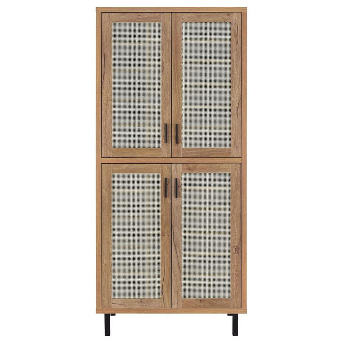 Teller - 4-Door Tall Shoe Storage Cabinet - Natural Oak