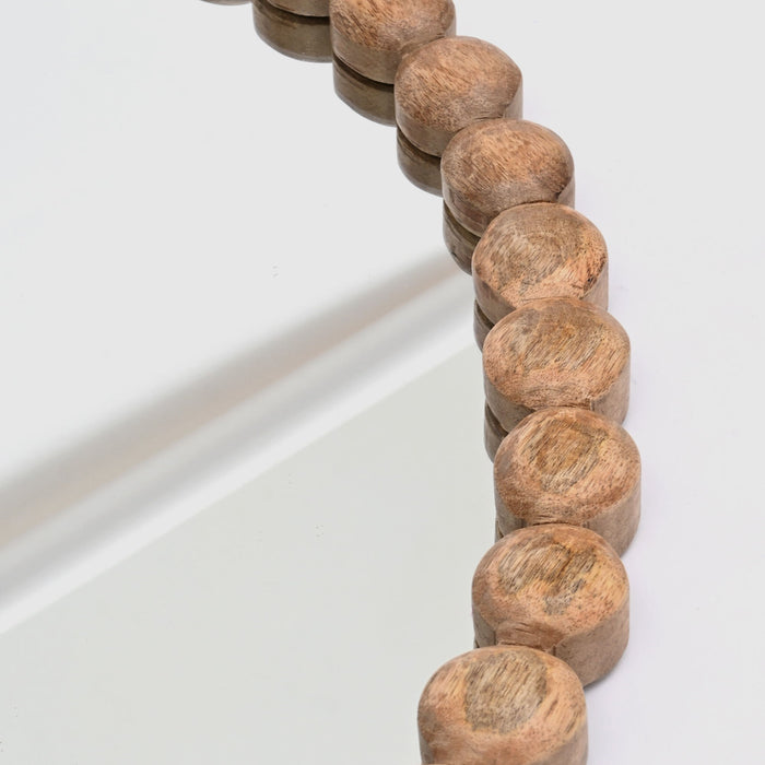 Decorative Round Hanging Wall Mirror With Bead Design Frame - Natural