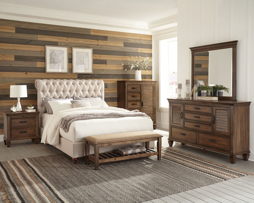 Devon 57-inch Upholstered Queen Panel Bed Beige