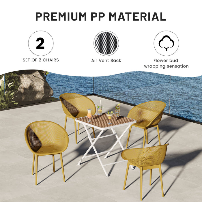 2 Piece Durable Single Chair With Mesh Hollow Out Design