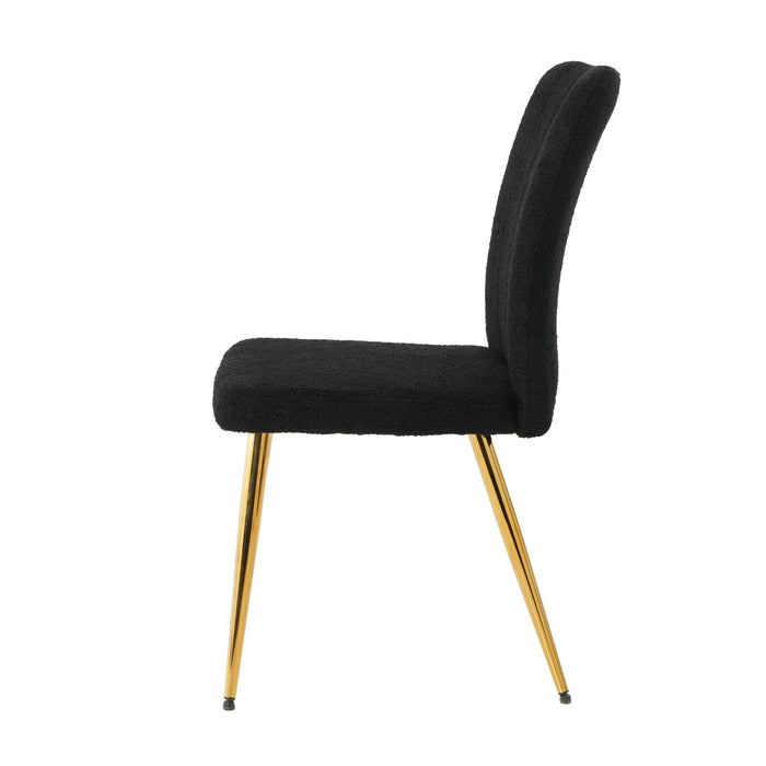 Modern Teddy Wool Dining Chair With Plated Metal Legs Upholstered Fabric Side Chair (Set of 4) - Black