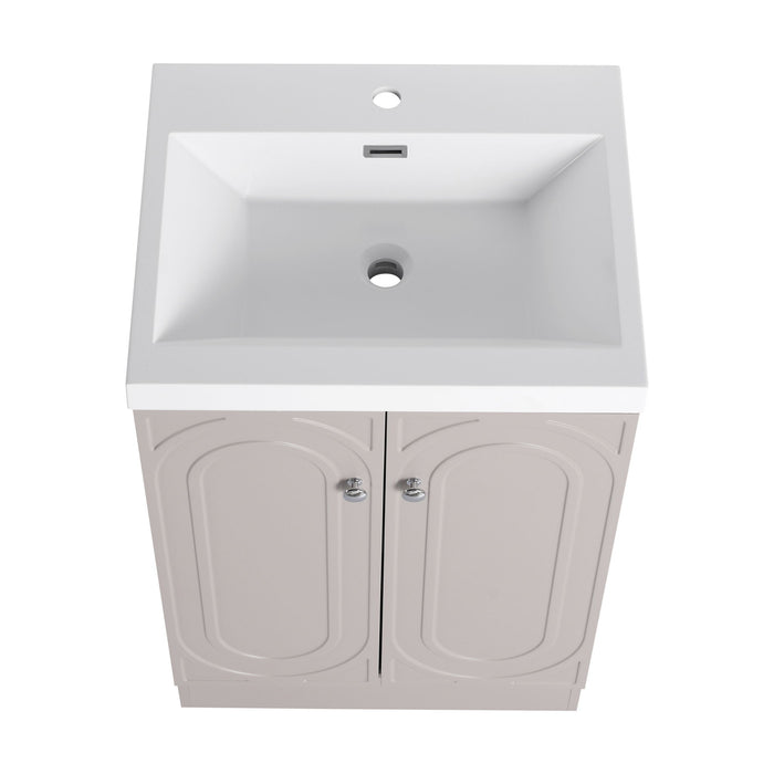 Contemporary Freestanding Bathroom Vanity With Resin Sink & Soft-Close Cabinet Doors