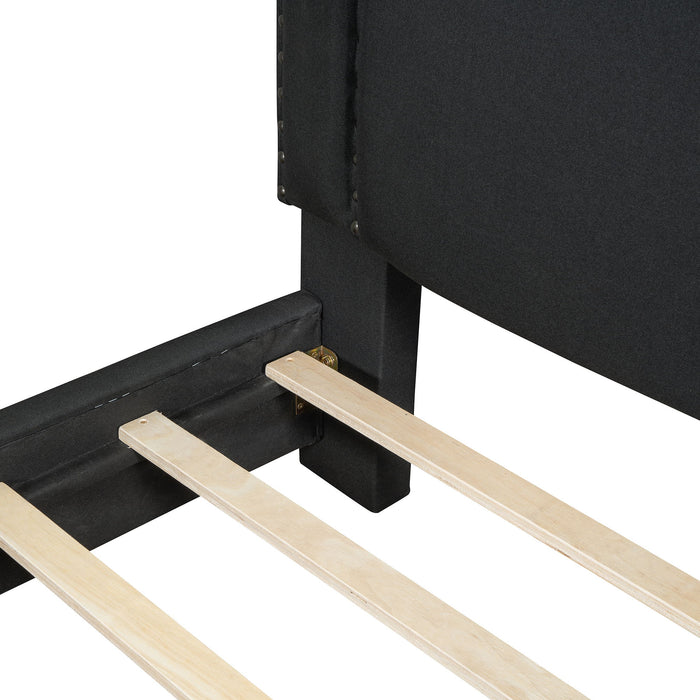 Upholstered Bed With Slats Support, No Box Spring Needed