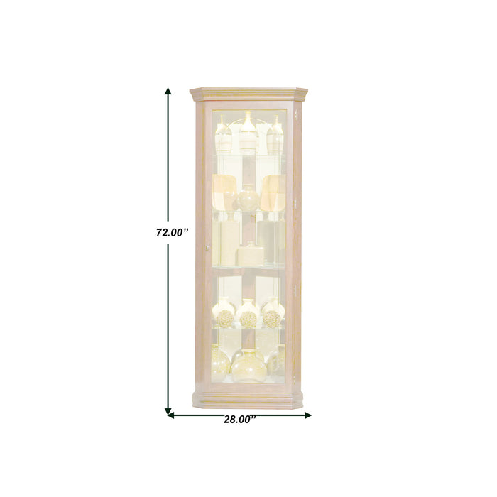 PFC Curios - Mirrored 4 Shelf Corner Curio Cabinet - Victorian Brown