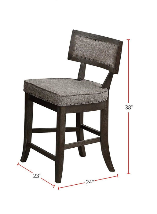 Kitchen Dining Room Chairs Solid Wood & Veneer 2 Pieces High Chair Set Cushion Curved Seat Back Rustic Espresso Counter Height Chairs