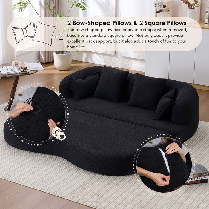 Foldable Sofa Bed, Boneless Couch Convertible Sleeper With 4 Pillows