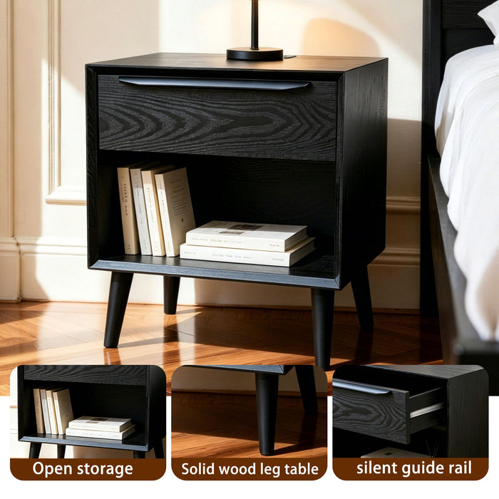 Nightstand With 1 Drawer, Bedside Table, Storage Side Table For Bedroom - Black