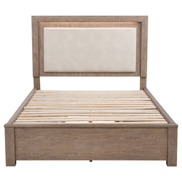 Kenora 56-inch Queen LED Storage Bed Barley Brown