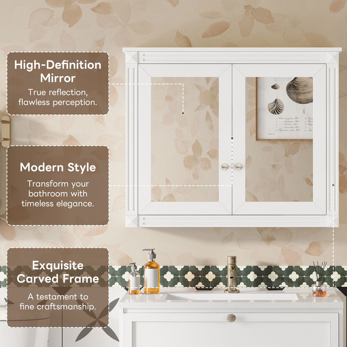 Wall-Mounted Medicine Cabinet With 2 Mirrors, Adjustable Shelves