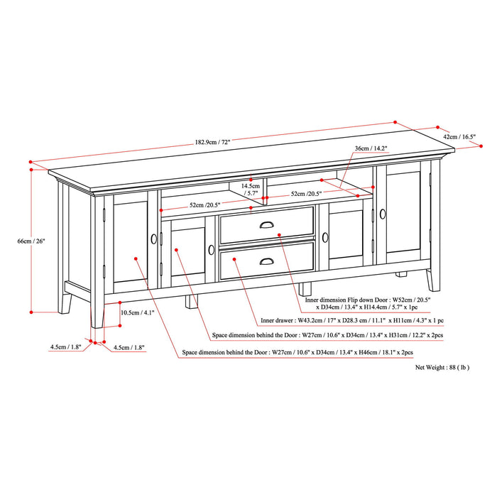 Redmond - TV Media Stand - Hickory Brown