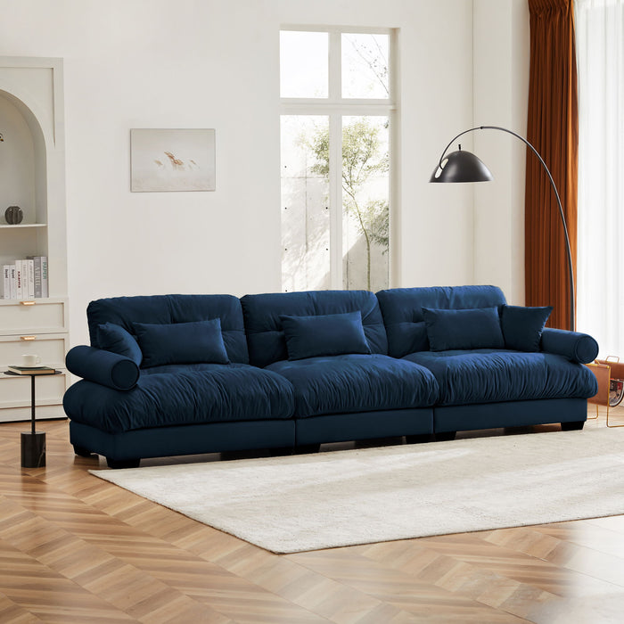 Modern Oversize Sofa With Cloud Like Comfort, Featuring Waist And Throw Pillows
