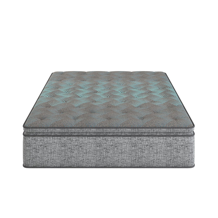 Comfort Care - 12" Hybrid Euro Top Mattress, Plush Comfort With Individual Pocketed Coil - Gray / Blue - Twin